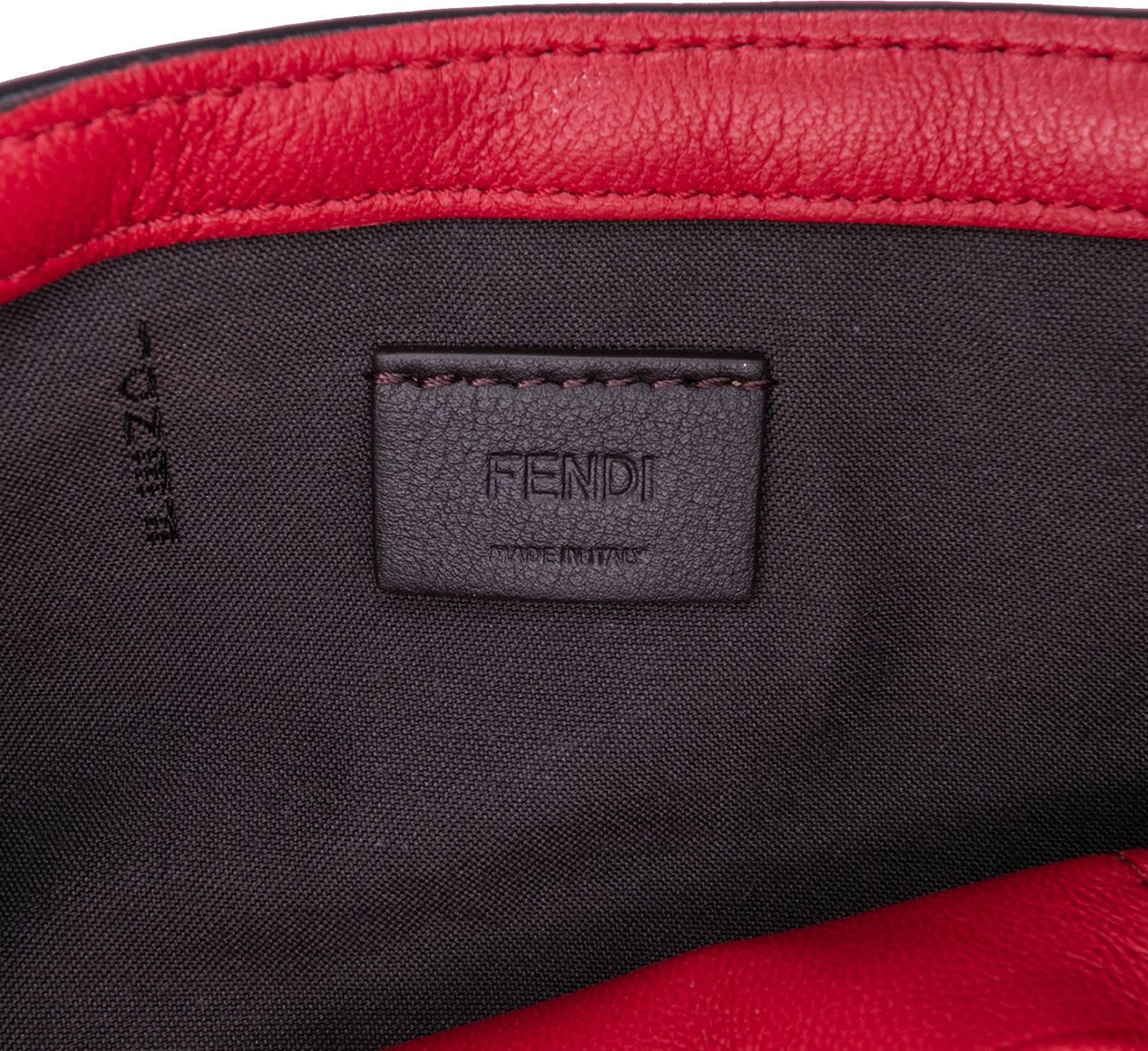 Fendi Mini Zucca Embossed Leather Baguette Satchel Rood