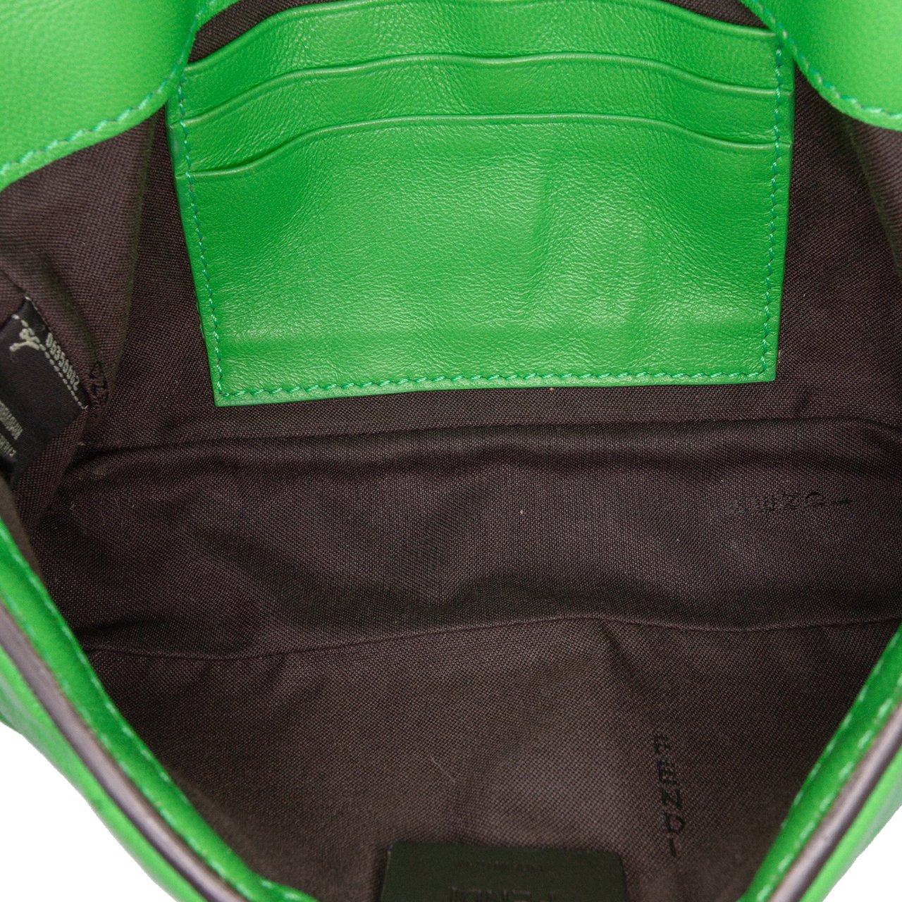 Fendi Mini Zucca Embossed Leather Baguette Satchel Groen