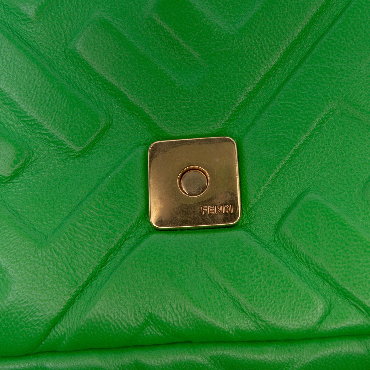 Fendi Mini Zucca Embossed Leather Baguette Satchel Groen