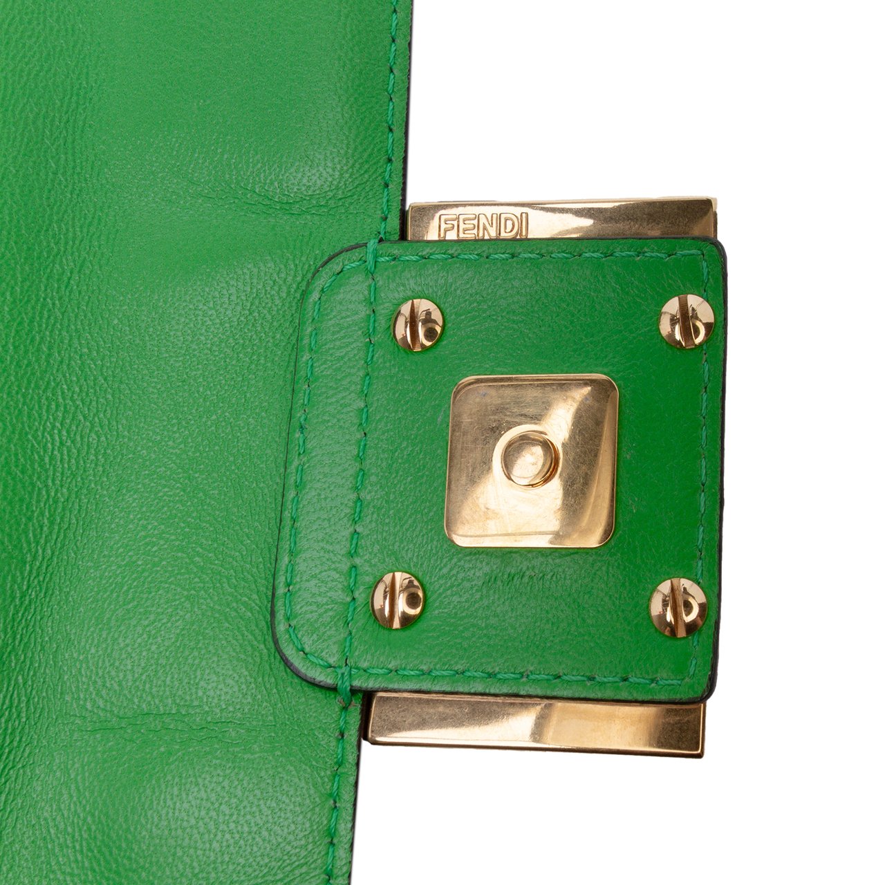 Fendi Mini Zucca Embossed Leather Baguette Satchel Groen