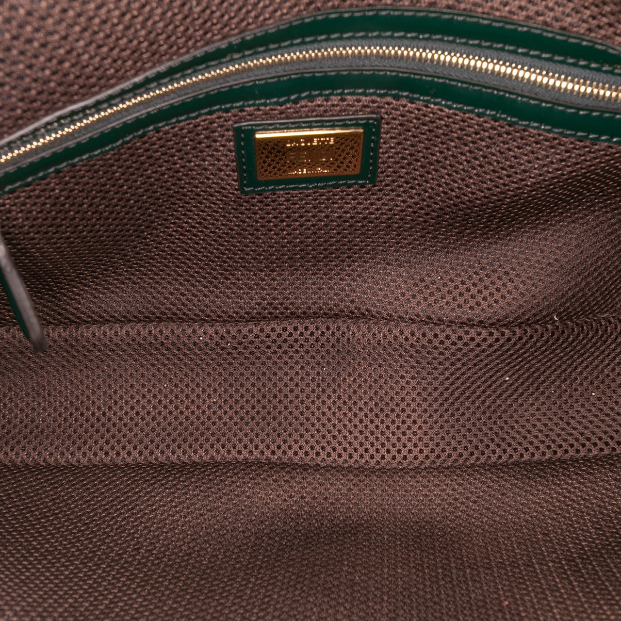 Fendi Large Zucca Embossed Patent Baguette Satchel Groen