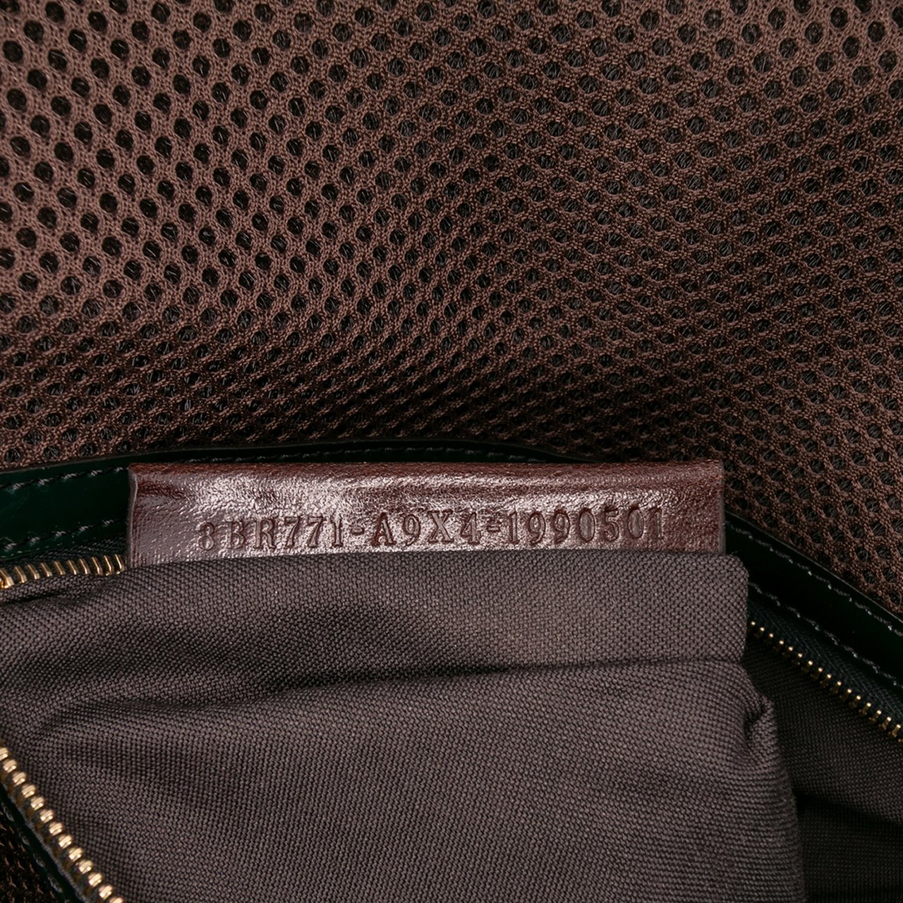 Fendi Large Zucca Embossed Patent Baguette Satchel Groen