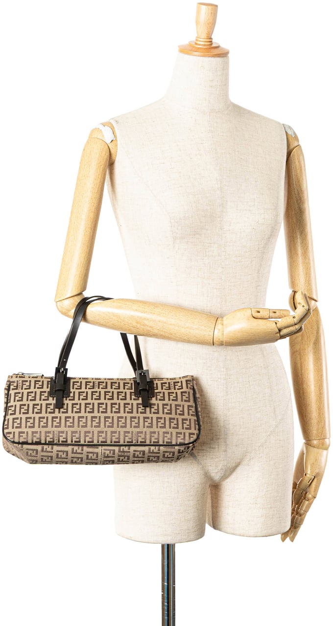 Fendi Zucchino Canvas Handbag Bruin