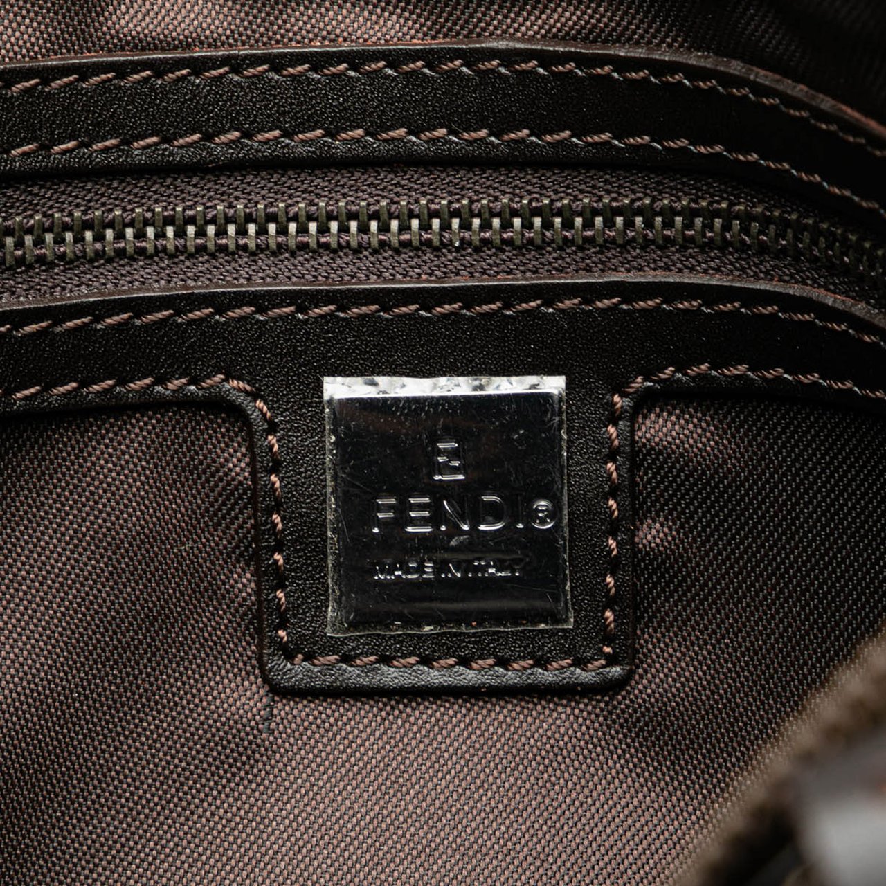 Fendi Zucchino Canvas Handbag Bruin