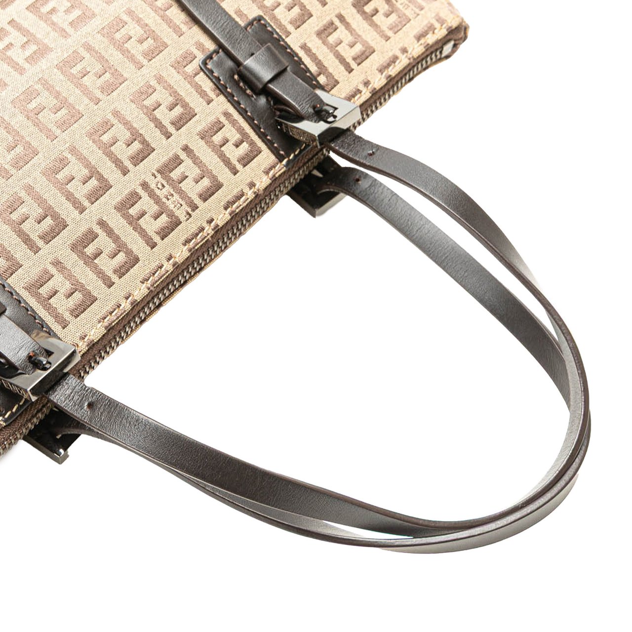 Fendi Zucchino Canvas Handbag Bruin