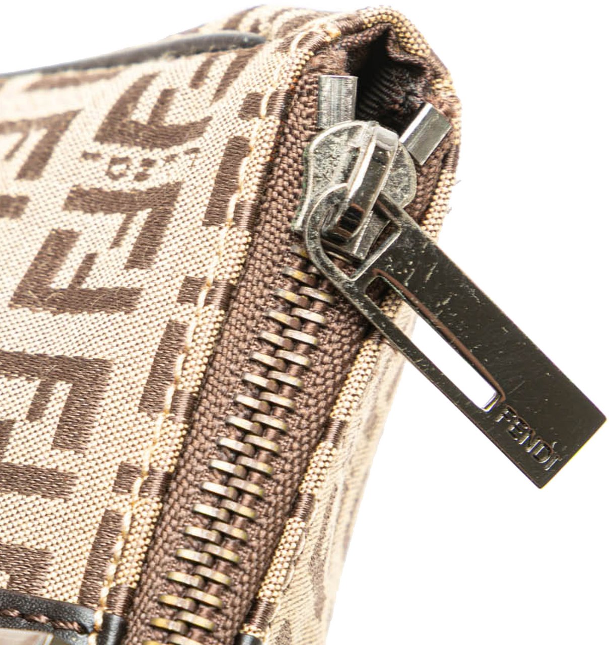 Fendi Zucchino Canvas Handbag Bruin