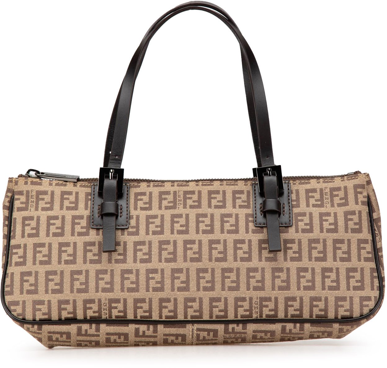 Fendi Zucchino Canvas Handbag Bruin
