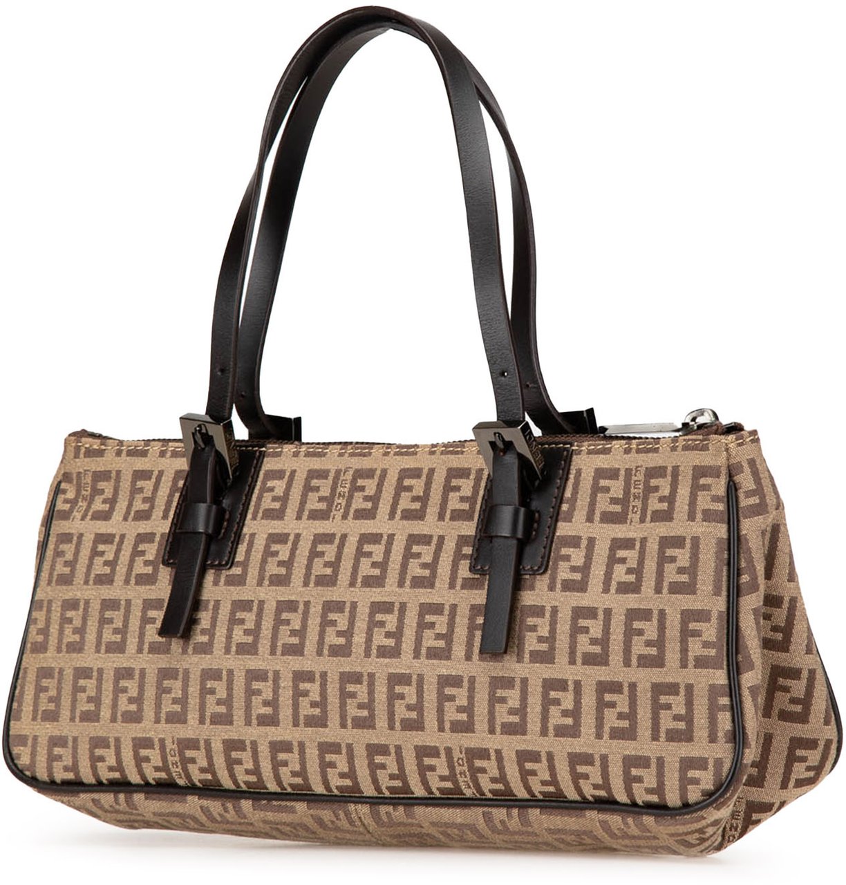 Fendi Zucchino Canvas Handbag Bruin