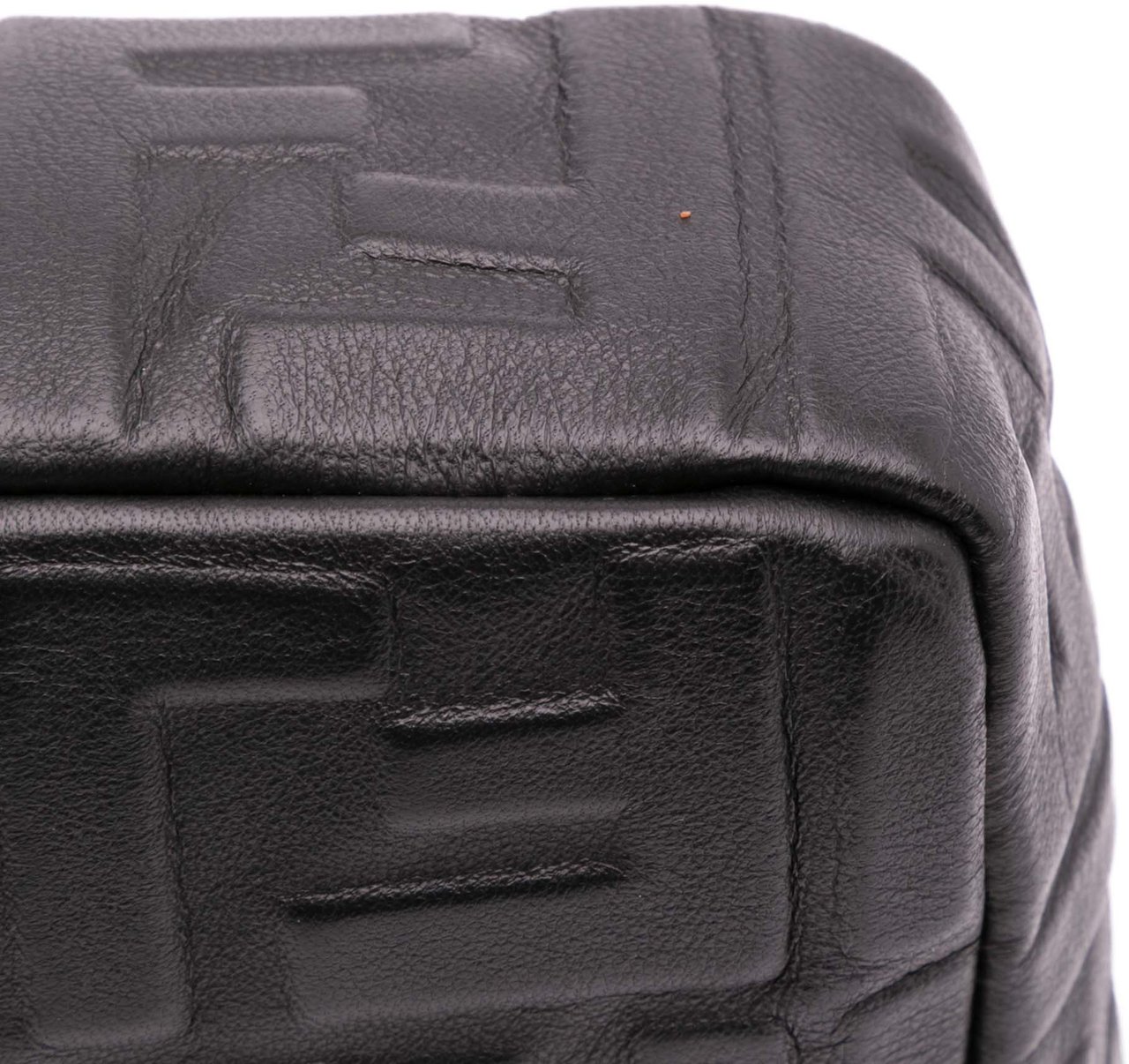 Fendi Zucca Embossed Leather Baguette Satchel Zwart