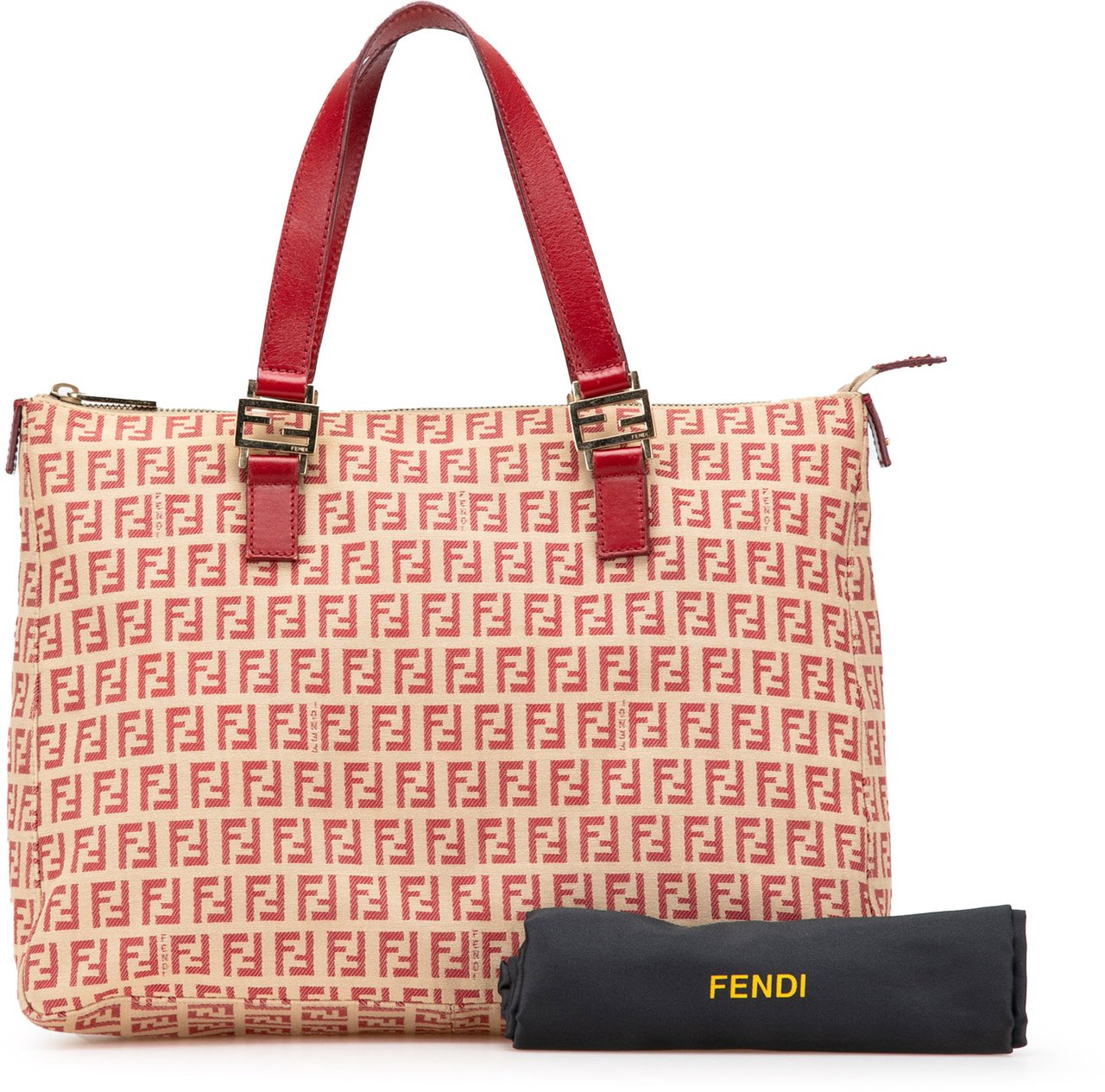 Fendi Zucchino Canvas Tote Bruin