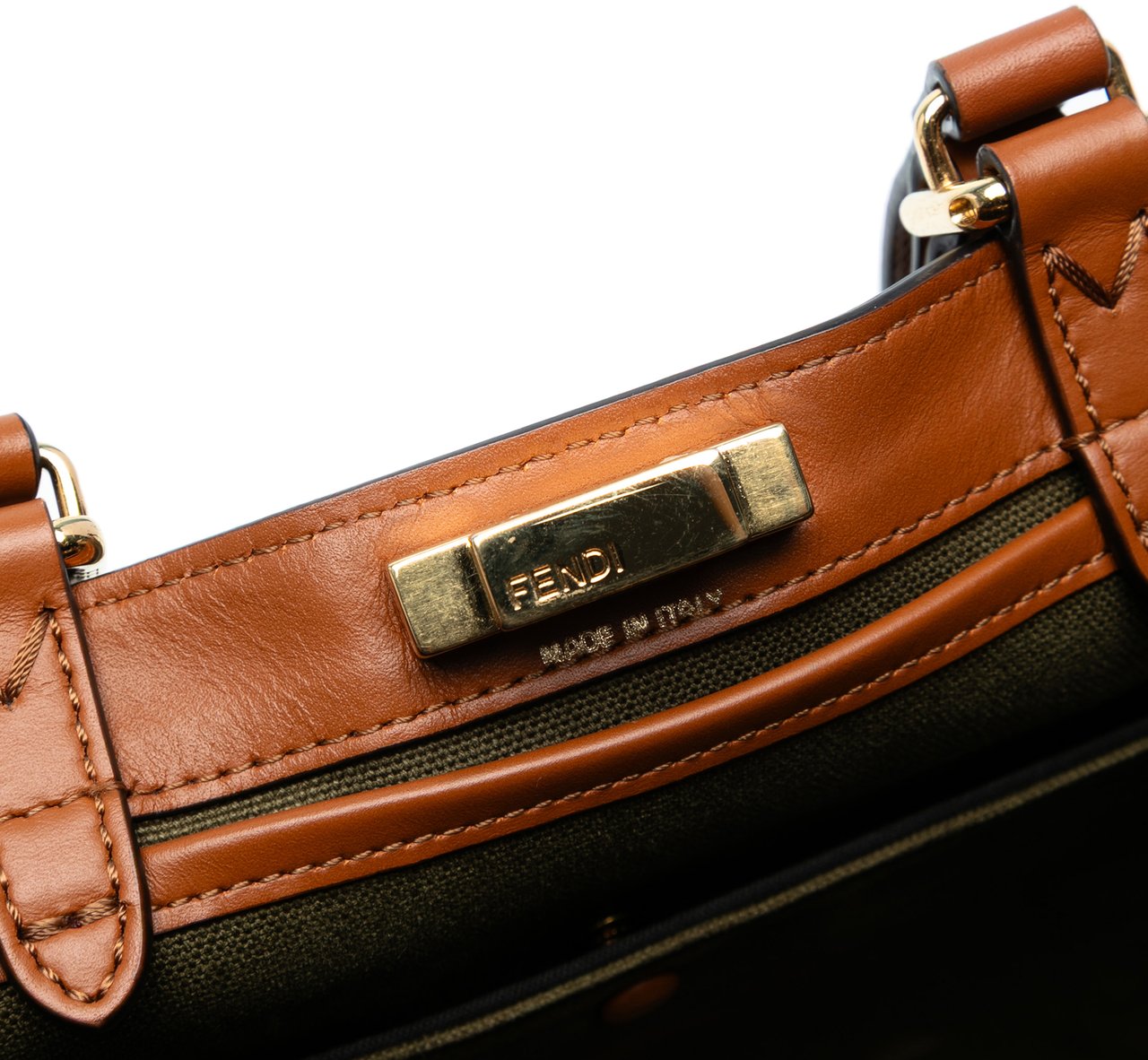 Fendi Zucca Embroidered Canvas Peekaboo X Tote Groen