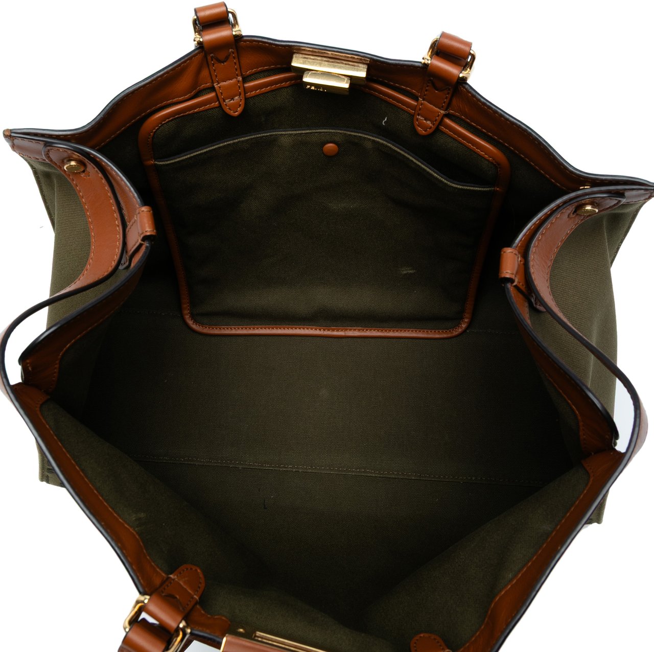 Fendi Zucca Embroidered Canvas Peekaboo X Tote Groen