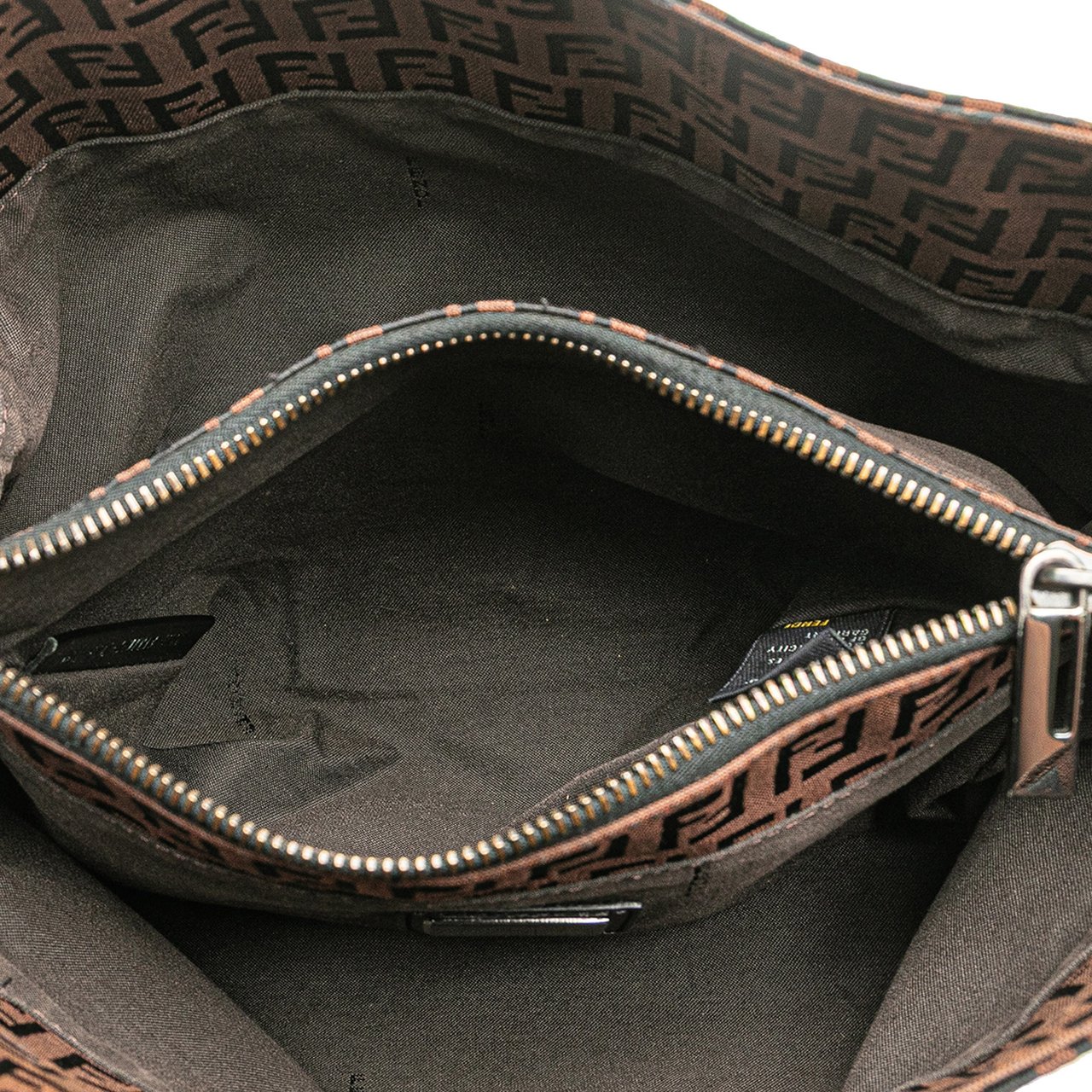 Fendi Zucchino Canvas Tote Bruin