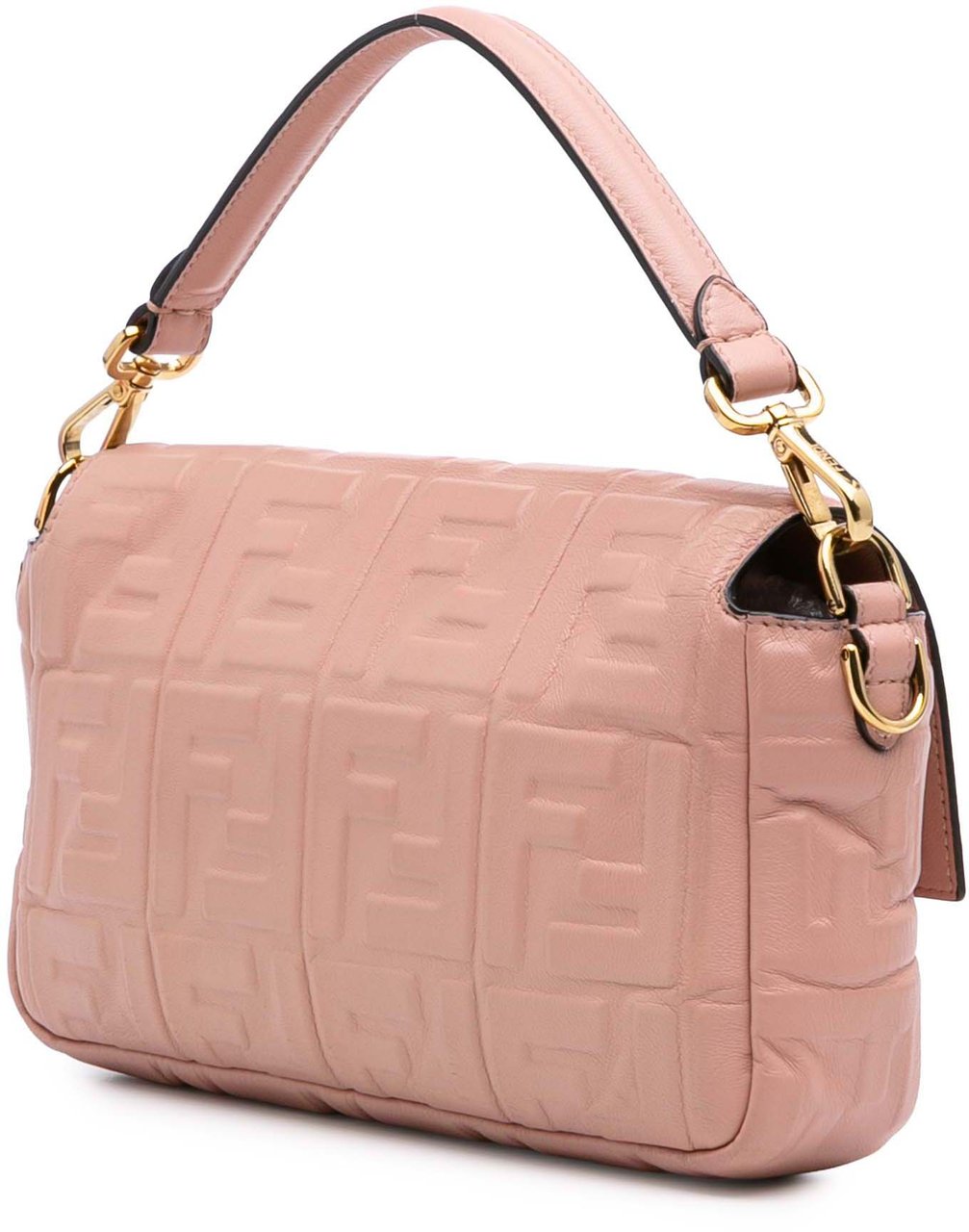 Fendi Zucca Embossed Leather Baguette Satchel Roze