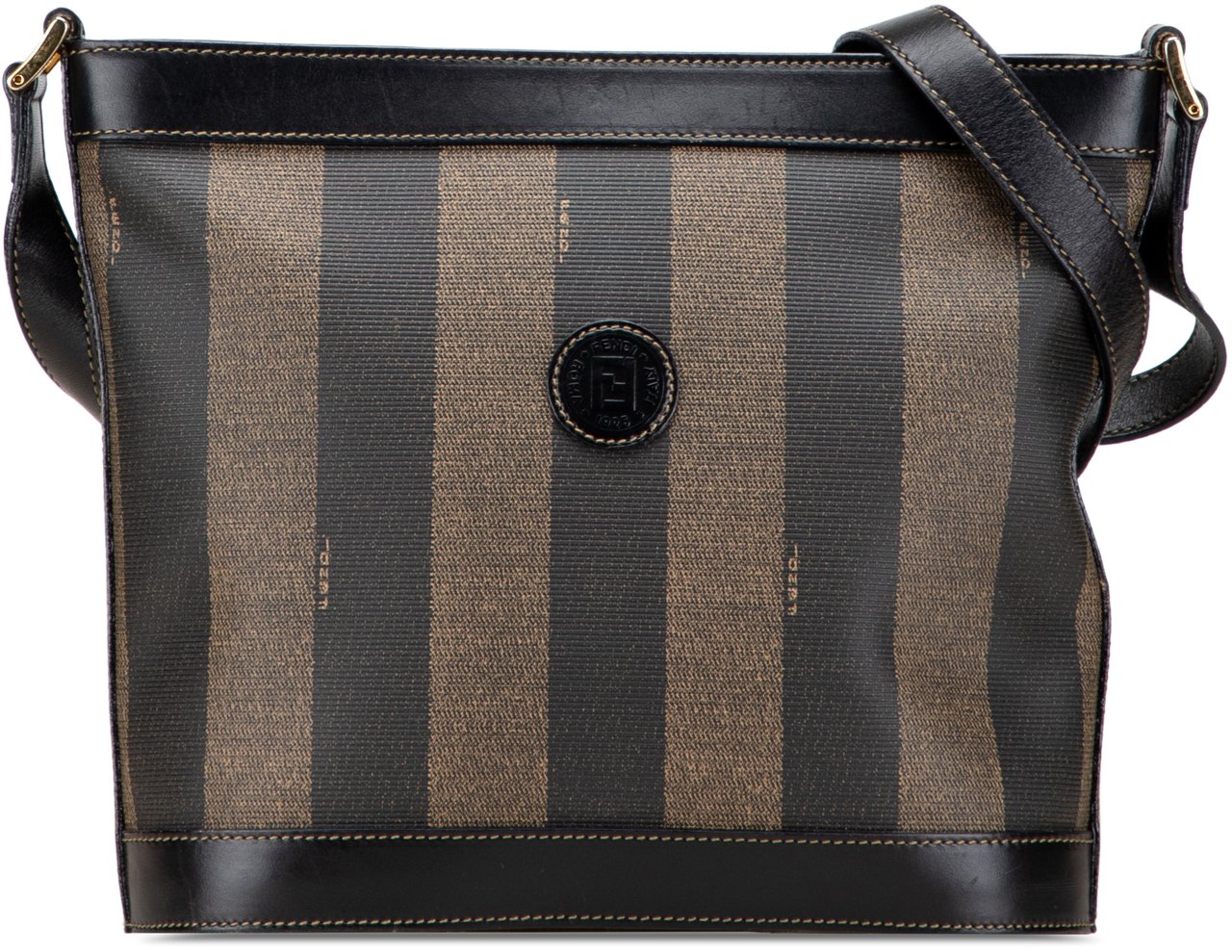Fendi Pequin Coated Canvas Crossbody Zwart