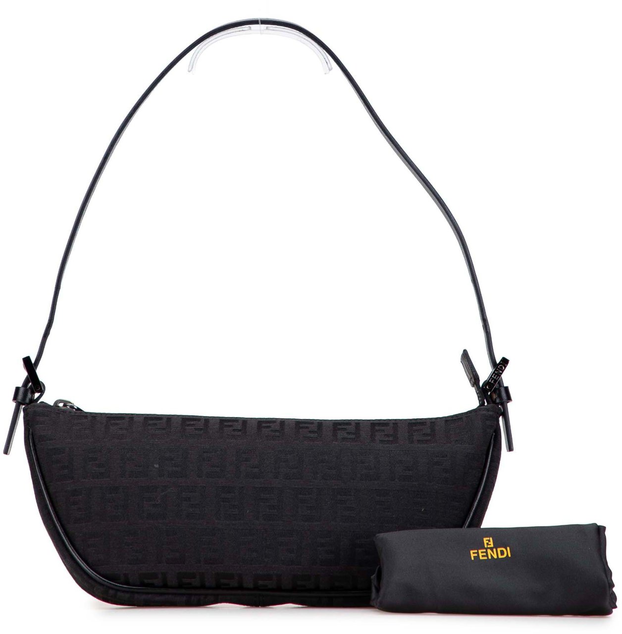 Fendi Zucchino Canvas Pochette Zwart