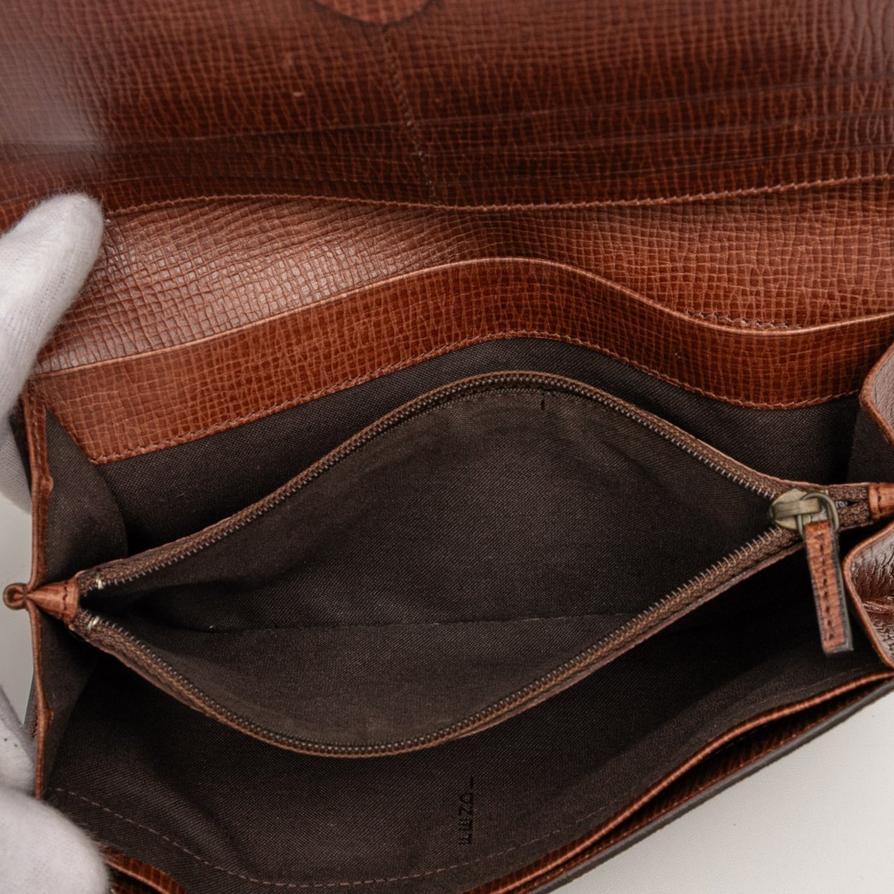 Fendi Zucca Coated Canvas Trifold Long Wallet Bruin