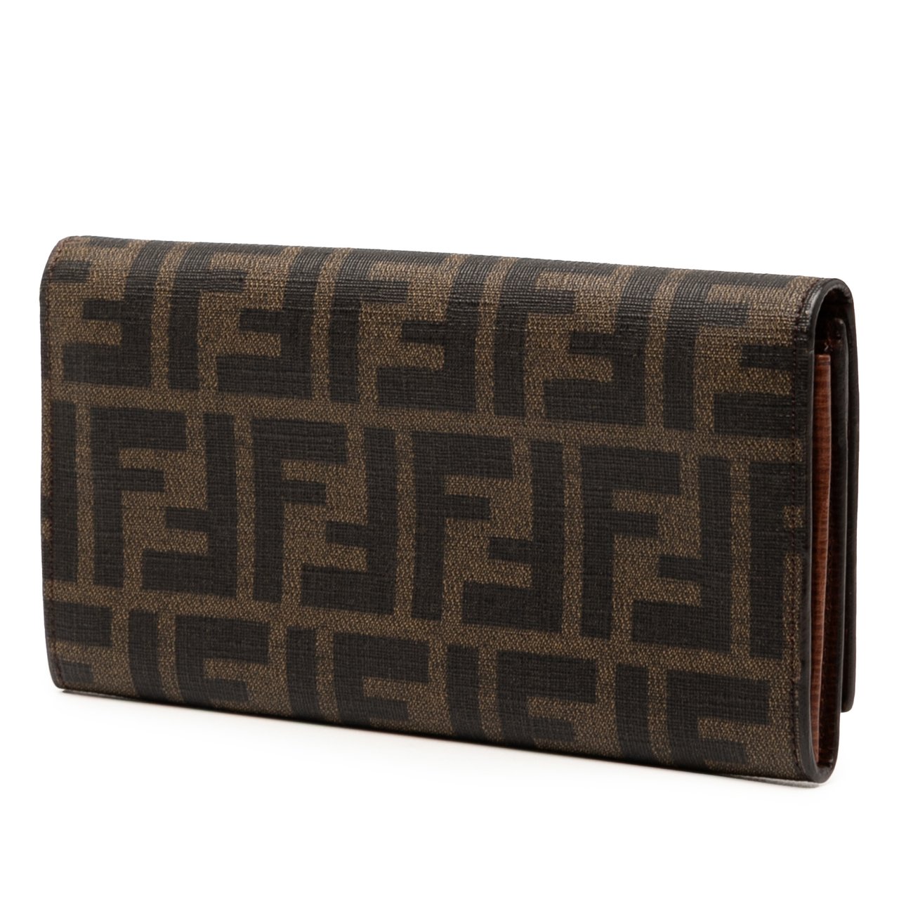 Fendi Zucca Coated Canvas Trifold Long Wallet Bruin
