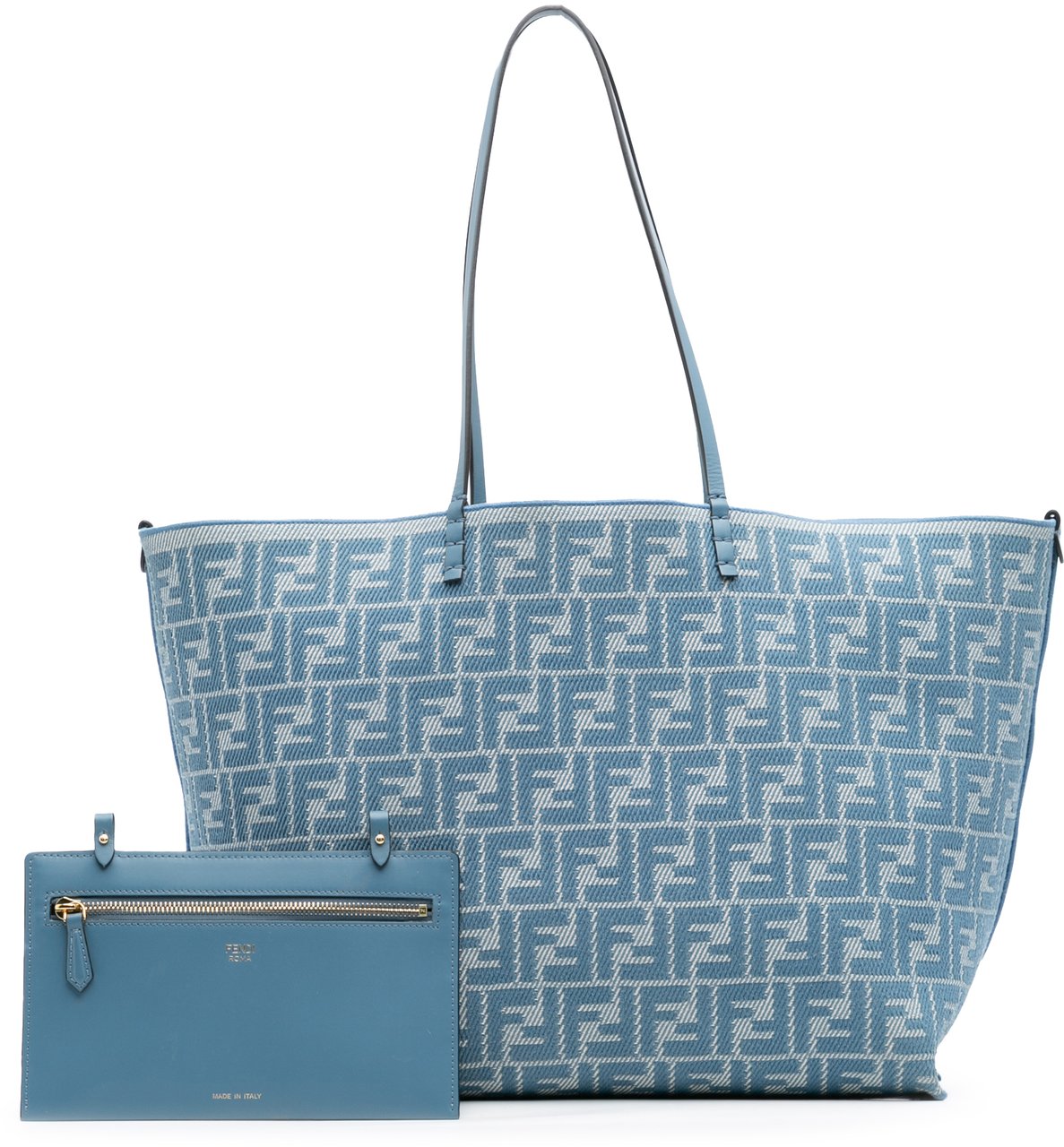 Fendi Large FF Pequin FF Jacquard Reversible Roll Tote Blauw
