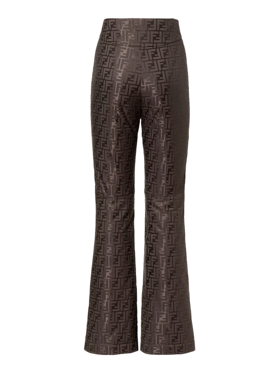 Fendi Geometric Cotton-Blend Flared Pants Zwart