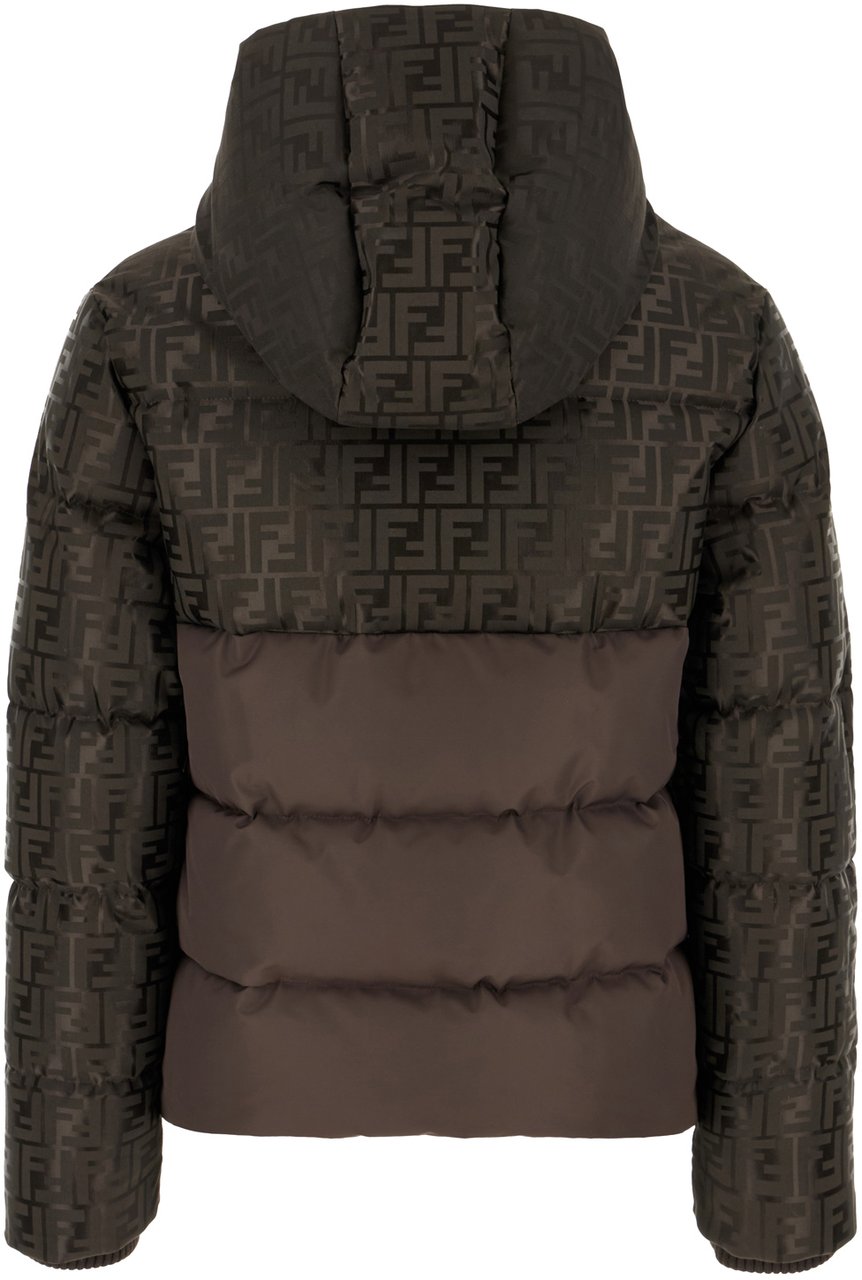Fendi Chocolate cotton blend down jacket Bruin
