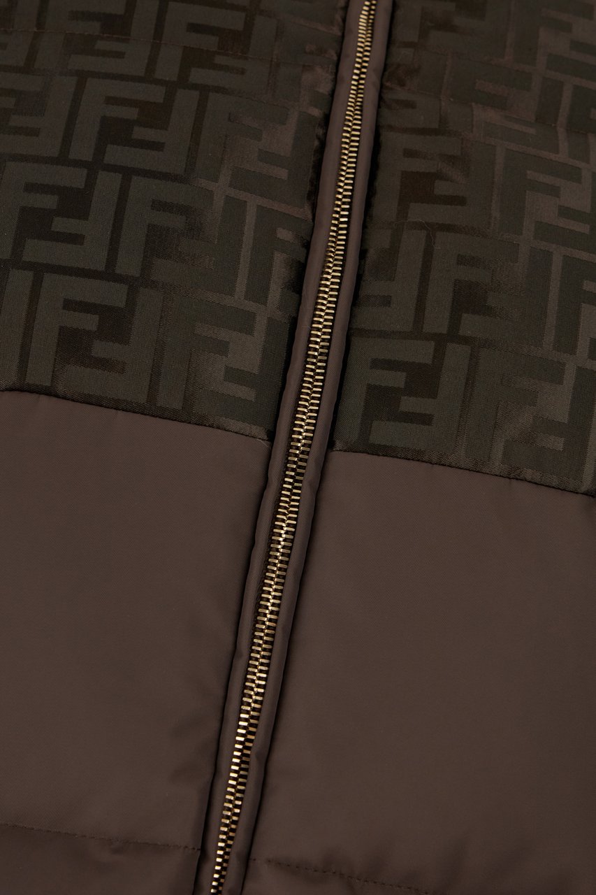 Fendi Chocolate cotton blend down jacket Bruin