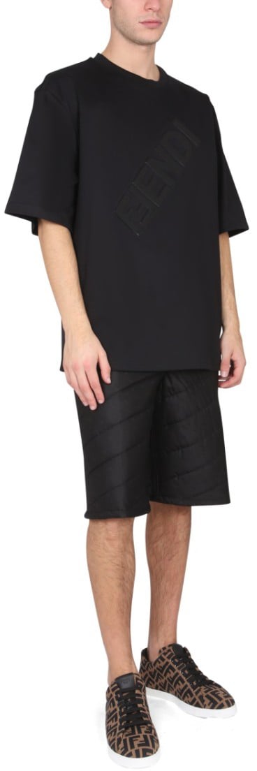 Fendi Quilted Black Bermuda Shorts Zwart