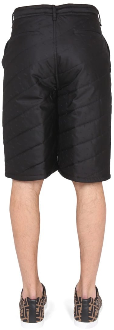 Fendi Quilted Black Bermuda Shorts Zwart