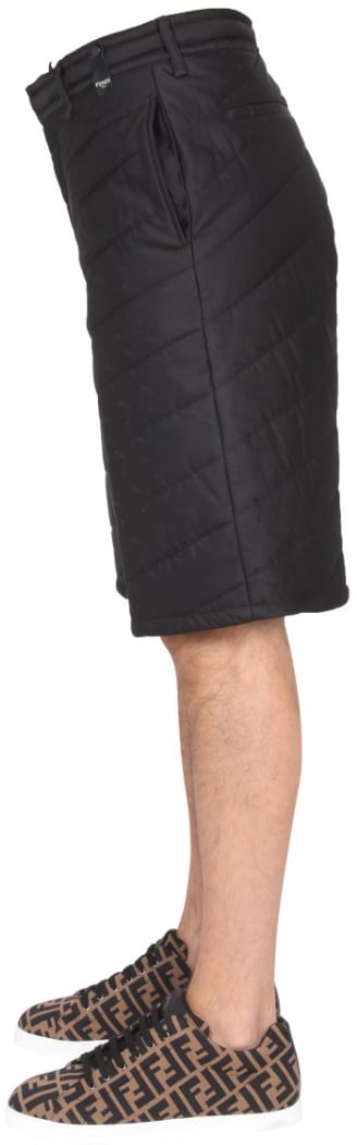 Fendi Quilted Black Bermuda Shorts Zwart