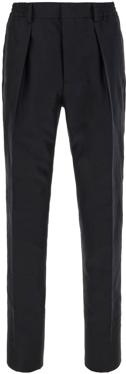 Fendi Fendi Black cotton blend pants Zwart