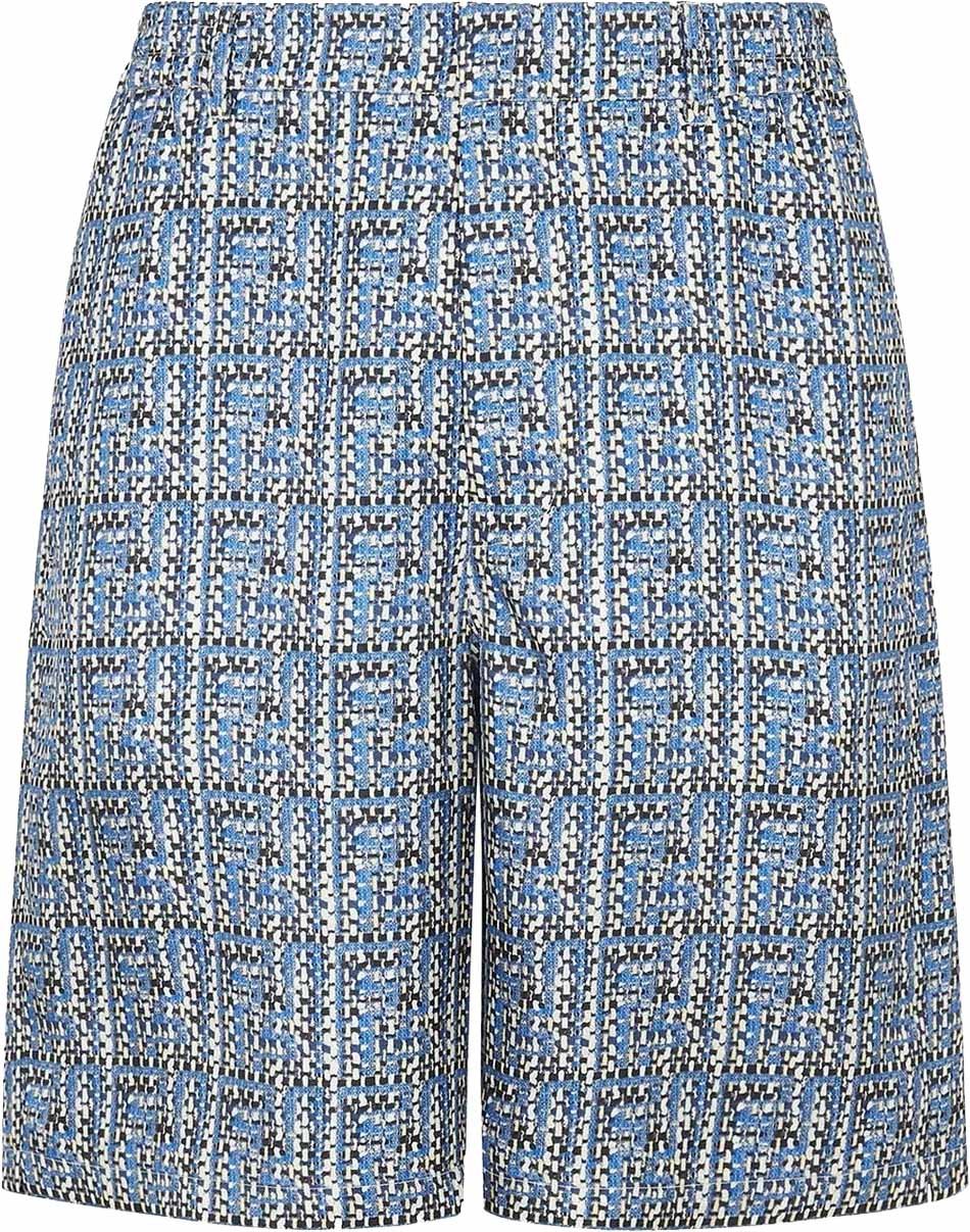 Fendi Fendi Printed Silk Shorts Blauw