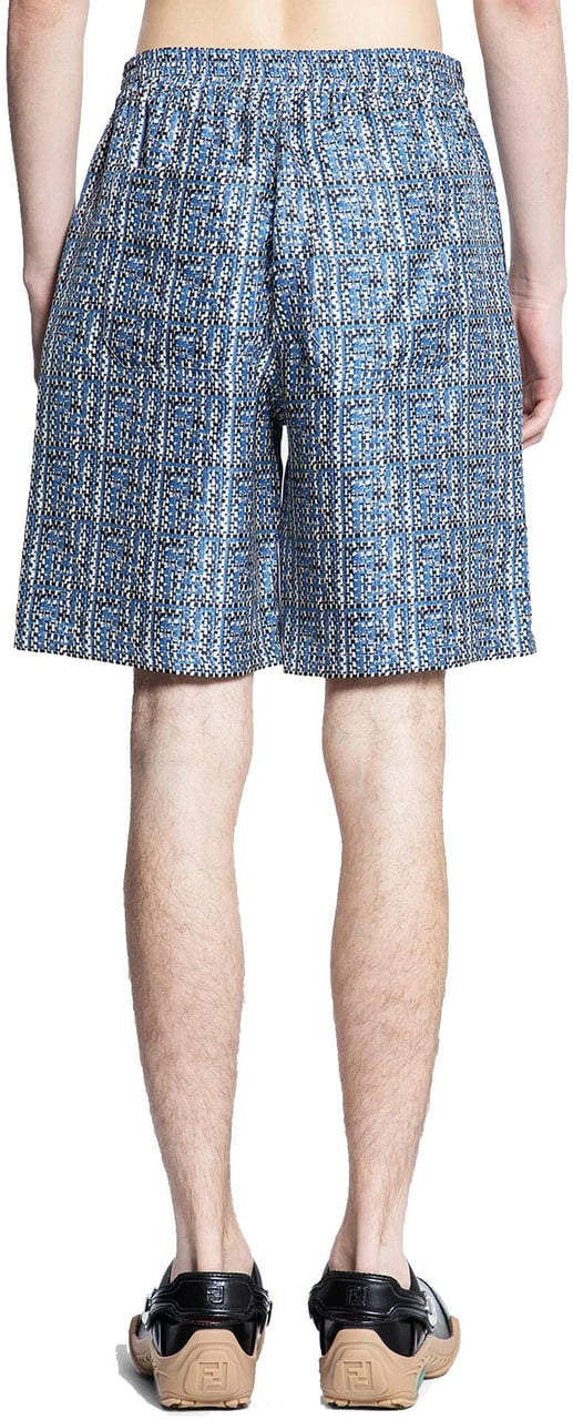 Fendi Fendi Printed Silk Shorts Blauw