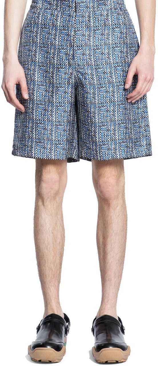 Fendi Fendi Printed Silk Shorts Blauw