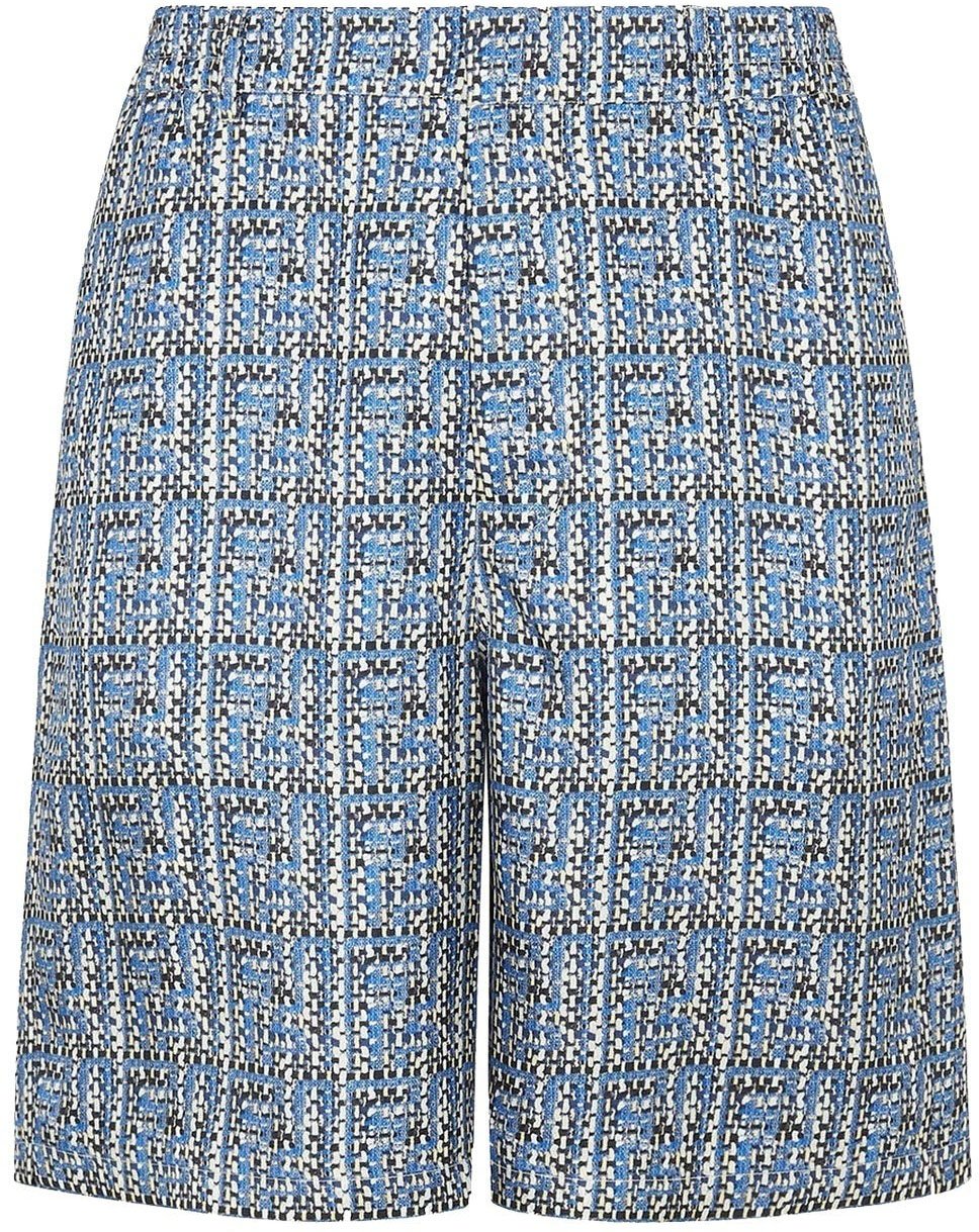 Fendi Fendi Printed Silk Shorts Blauw