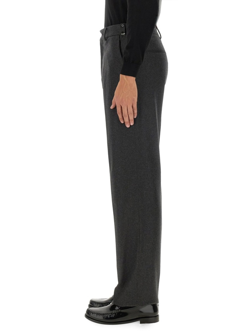 Fendi Tailored Cashmere Blend Pants Grijs