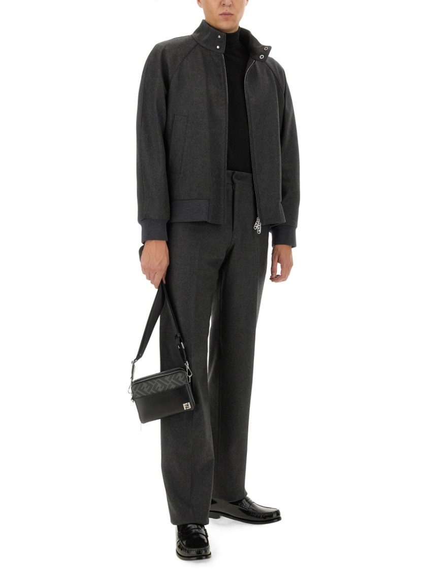 Fendi Tailored Cashmere Blend Pants Grijs