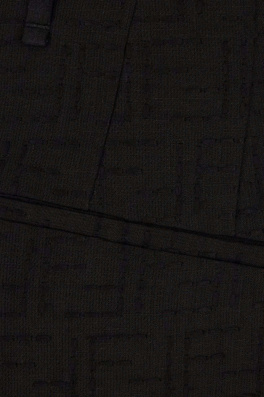 Fendi Fendi Black linen blend pants Zwart