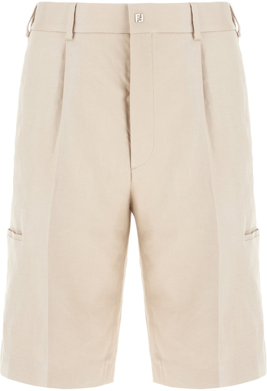 Fendi Fendi Sand stretch linen bermuda short Neutraal