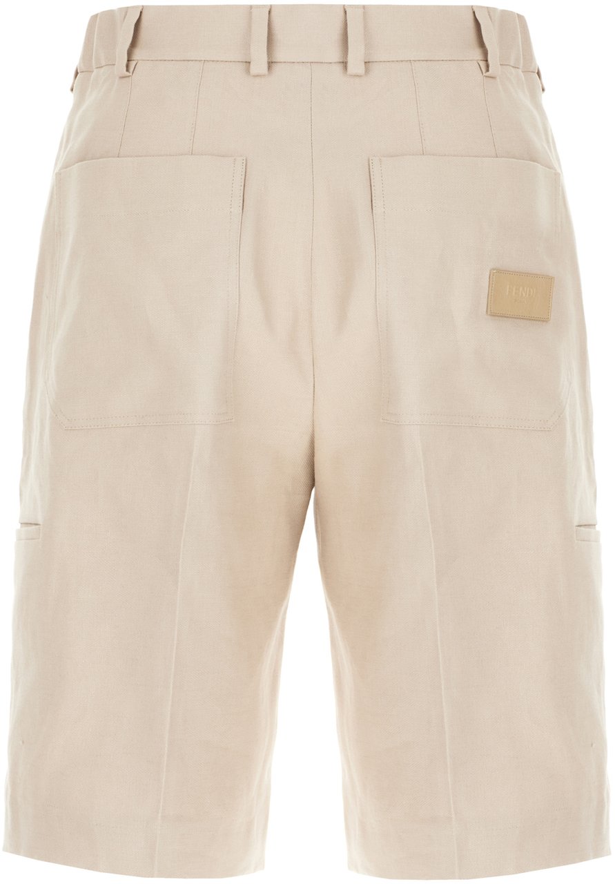 Fendi Fendi Sand stretch linen bermuda short Neutraal