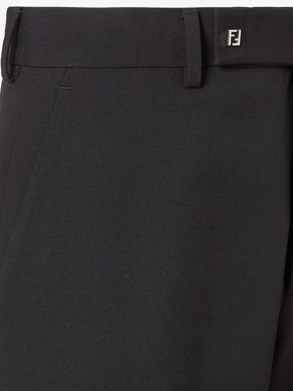 Fendi Classic Tailored Black Wool Straight Trousers Zwart
