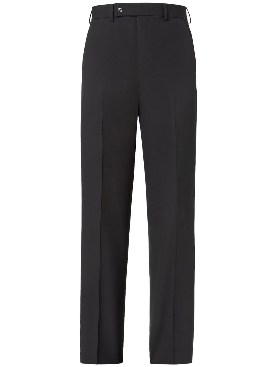 Fendi Classic Tailored Black Wool Straight Trousers Zwart