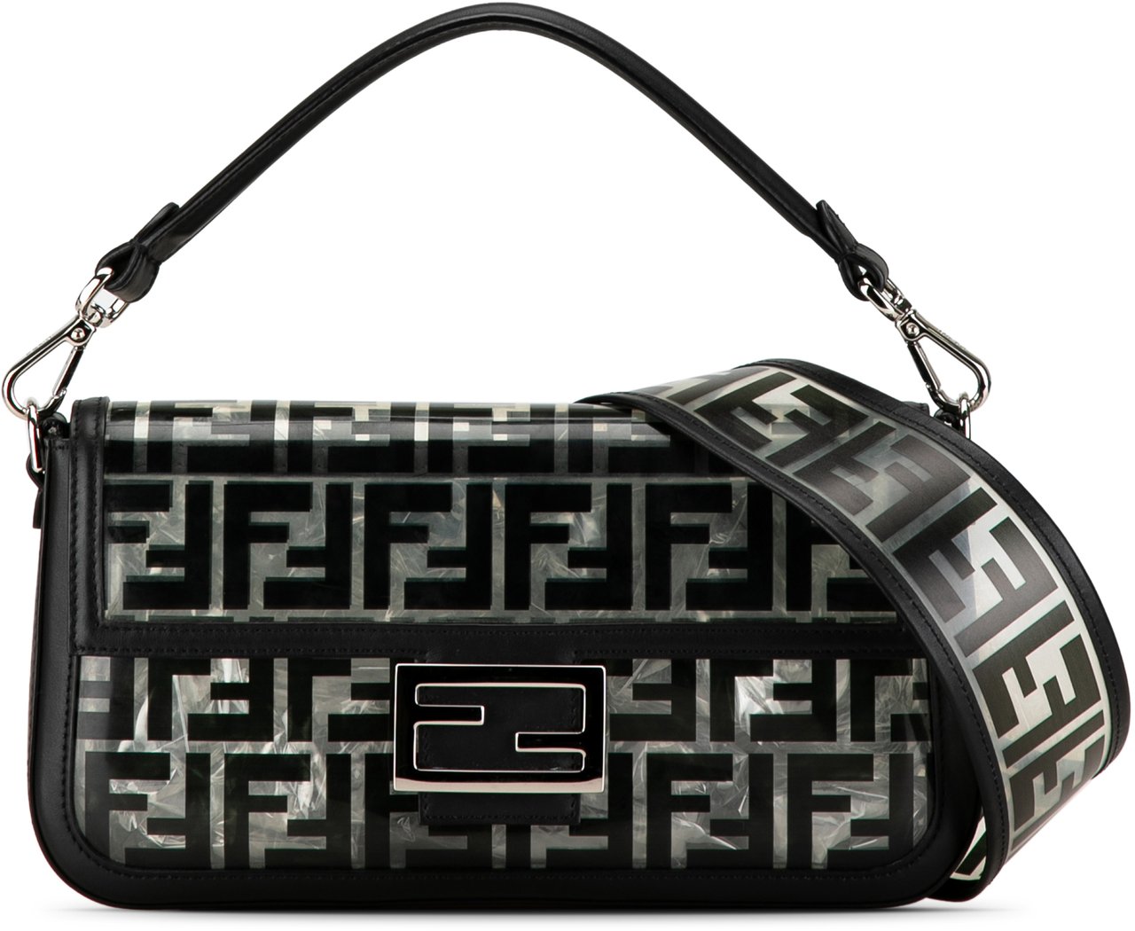 Fendi Medium Zucca PVC Baguette Satchel Zwart