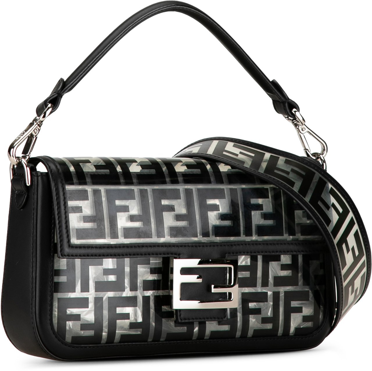 Fendi Medium Zucca PVC Baguette Satchel Zwart