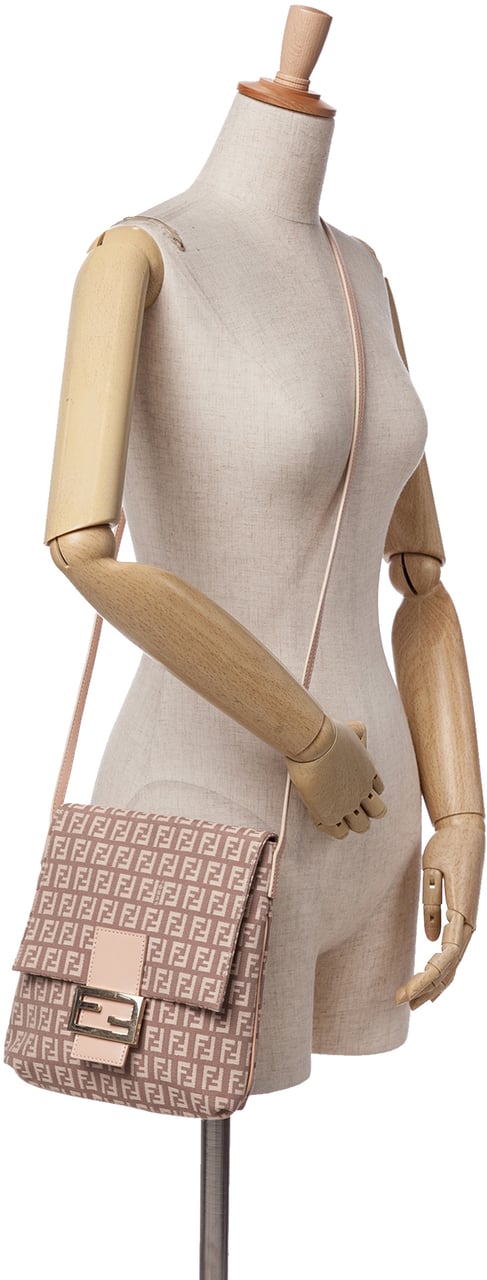 Fendi Zucchino Canvas Crossbody Roze