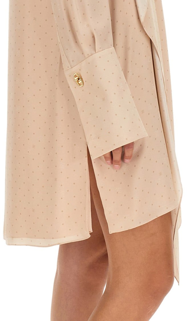 Fendi V-Neck Crepe Dress Neutraal