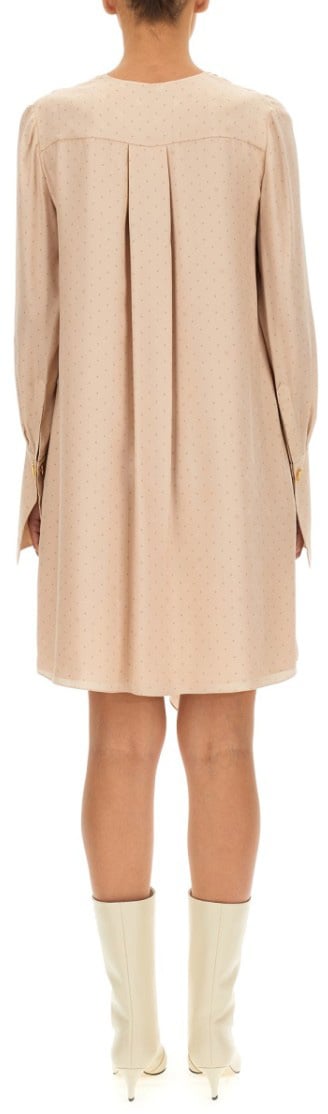 Fendi V-Neck Crepe Dress Neutraal