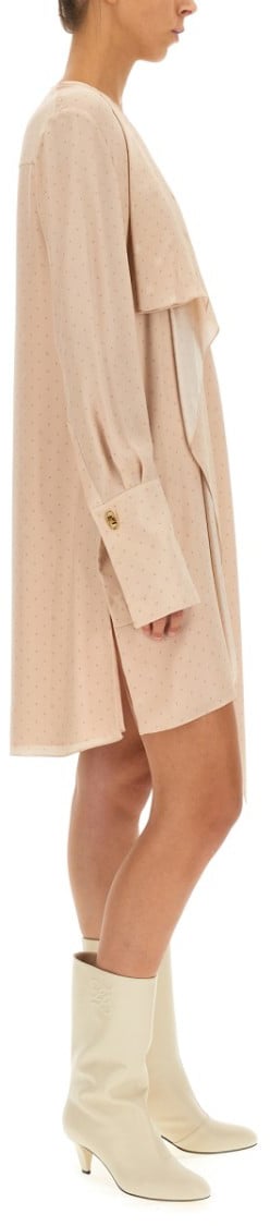 Fendi V-Neck Crepe Dress Neutraal