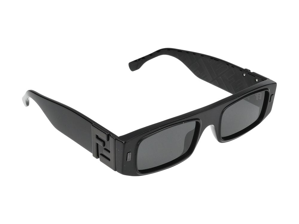Fendi Rectangular Frame Sunglasses with Bold Temples and Smooth Finish Grijs