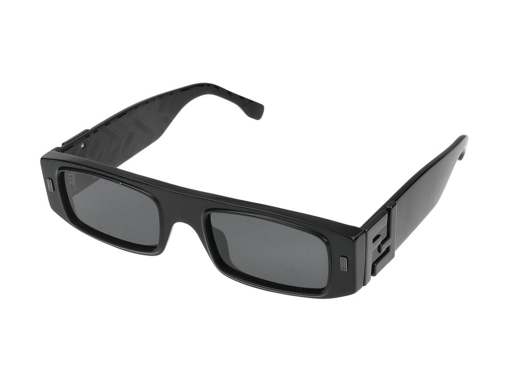 Fendi Rectangular Frame Sunglasses with Bold Temples and Smooth Finish Grijs