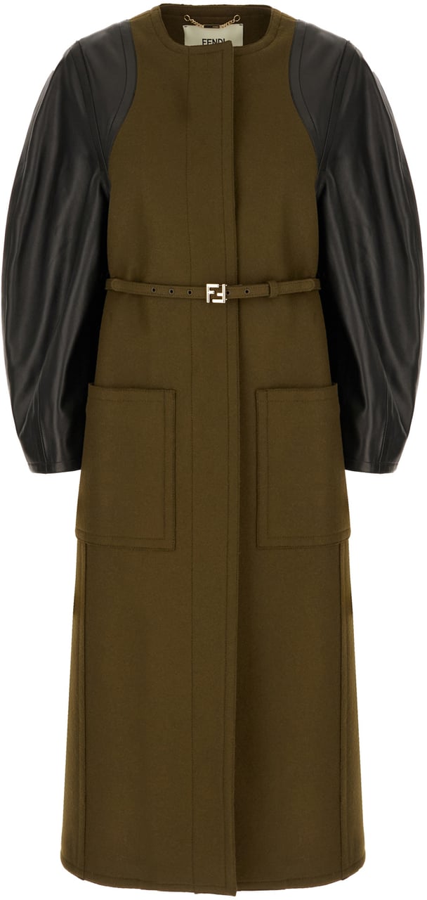 Fendi Fendi Mud wool coat Bruin